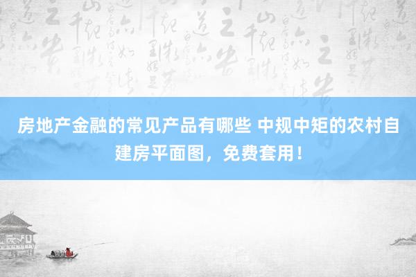 房地产金融的常见产品有哪些 中规中矩的农村自建房平面图，免费套用！