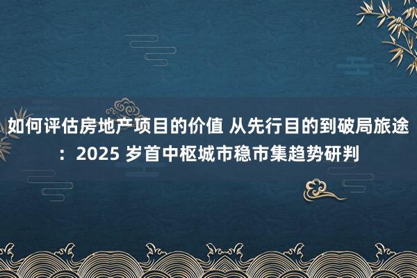 如何评估房地产项目的价值 从先行目的到破局旅途：2025 岁首中枢城市稳市集趋势研判