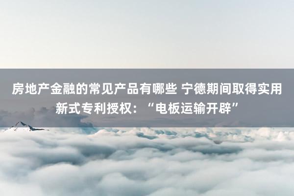 房地产金融的常见产品有哪些 宁德期间取得实用新式专利授权：“电板运输开辟”