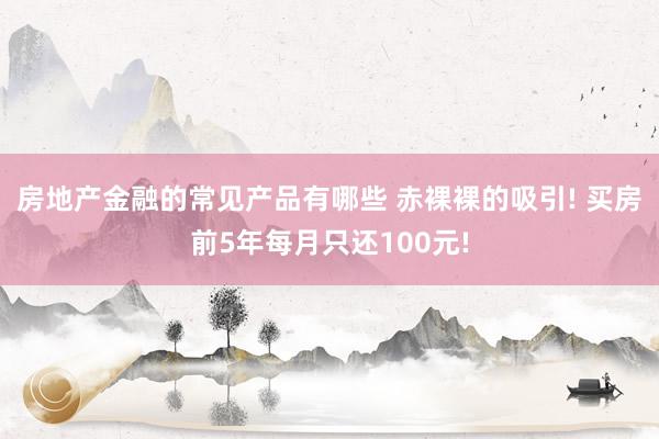 房地产金融的常见产品有哪些 赤裸裸的吸引! 买房前5年每月只还100元!