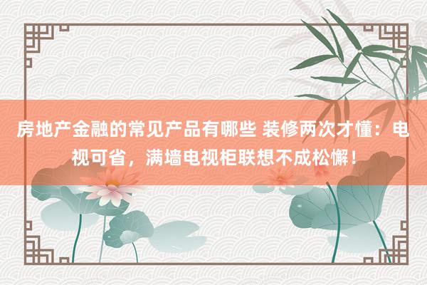 房地产金融的常见产品有哪些 装修两次才懂：电视可省，满墙电视柜联想不成松懈！