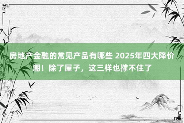 房地产金融的常见产品有哪些 2025年四大降价潮！除了屋子，这三样也撑不住了