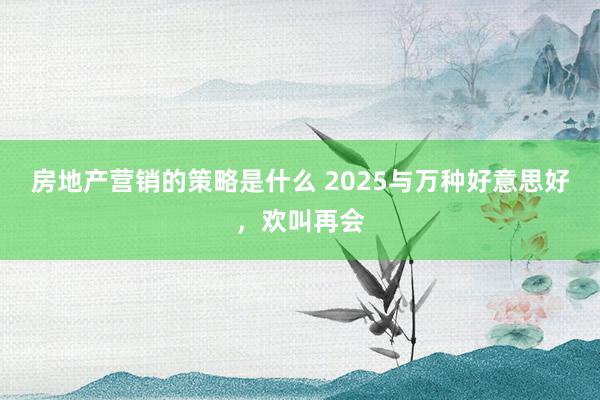 房地产营销的策略是什么 2025与万种好意思好，欢叫再会